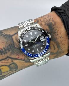 Custom Seiko Mod 38mm Black Meteorite Batman GMT-M