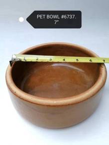 Clay Ceramic Pet Food Water Bowl 6737 7inch Brown