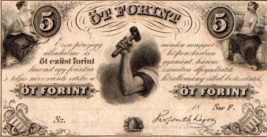 HUNGARY Hungarian Fund 5 OT Forint 1852