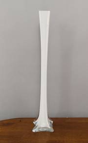 vintage art glass vase tall white