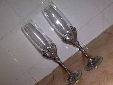 Cawan royal selangor pewter footed glass cup