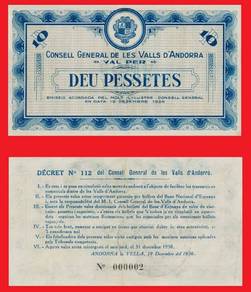 Andorra set of 2 10 Pessete 1936 - Pick 4 & Pick 9
