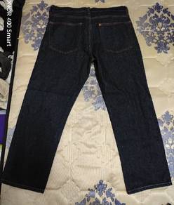H&M &DENIM Straight Leg Jeans (Raw Dark Indigo)