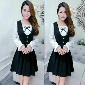 Black white Prom Bridesmaid Dress long sleeve