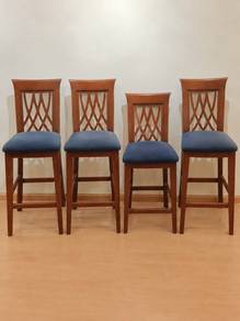 Set of 4 Solid-Wood Bar Chairs
