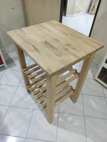 Wooden Kitchen Cart with Shelves and Wheels