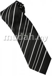 EB3 Black White Quality Striped Formal Neck Tie
