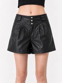 Vintage Bellmode Black Leather High Waist Shorts