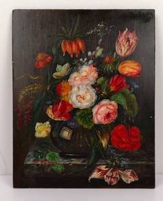 Vintage Floral Oil Painting on Hardboard 1