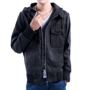 MEN ZiPPER HOODIE SWEATER WOOLEN THICK JACKET