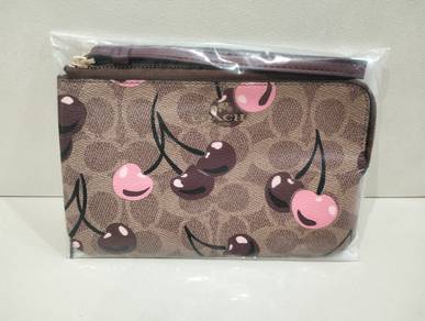 Coach Signature Cherry Print Wristlet Pouch