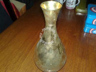 Pasu tembaga antik antique brass vase 8"