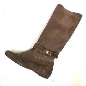 Max Mara Knee High Riding Boots Brown Suede
