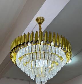 Lampu chandeliar crystal gold