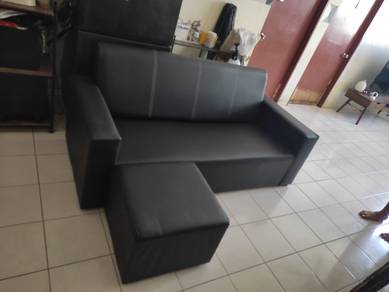 Sofa 3 seater + Stool PVC plain 