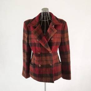 Brooks Brothers Checked Double Breasted Wool Coat