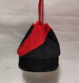 Vintage Rayon Chirimen Red & Black Kinchaku Bag