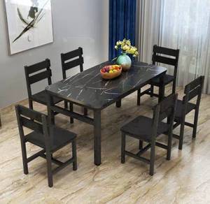 Meja makan set 6 kerusi hitam penuh