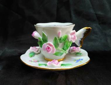 19th Century Meissen Porcelain Floral Teacup And