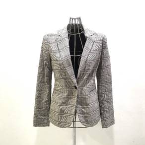 Zara Checked Single Button Blazer