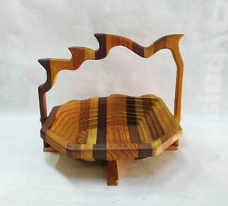 Handmade wood Foldable gift basket with handle HAN