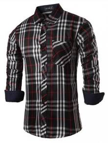 [12.12] KEMEJA HITAM Black Long Sleeve Men Shirt
