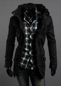 44942 Korean Style Black Multi-Pocket Coat Jacket
