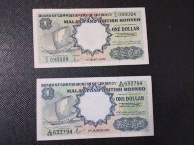 Malaya British Borneo $1 1959 Prefix A & C