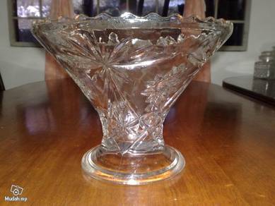 Mangkuk buah antique pressed glass fruit bowl