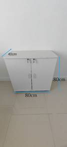 White 2-Door Lockable Cabinet with Shelves