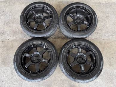 Rim te37 gloss black 16 inch city jazz vios myvi