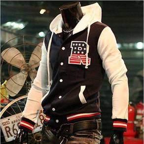 BLUE HOODiE R LOGO VARSiTY SWEATER BASEBALL JACKET
