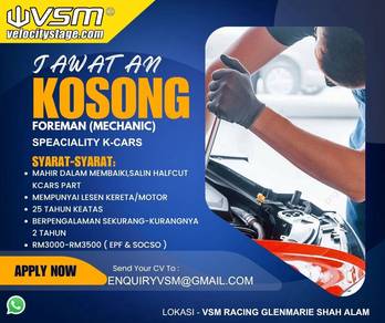 Kerja Kosong Formen Vacancy Mechanic
