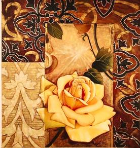 Golden Rose Oil Painting Signed “Kerry L"