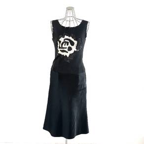 Harrods sequin B/W flowers black dress