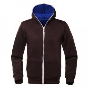 S0343 Hooded Brown Zipper Hoodies Sweater Jacket