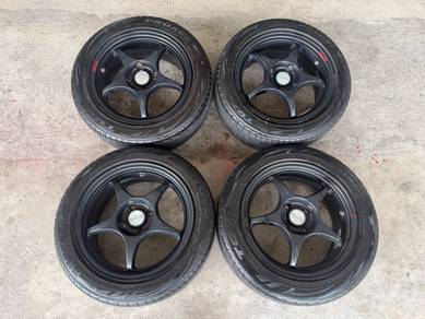 Rim enkei rpo1 15 inch tayar toyo tr1 bunga 70%