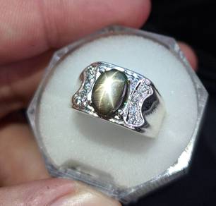 Cincin perak permata baiduri asli star