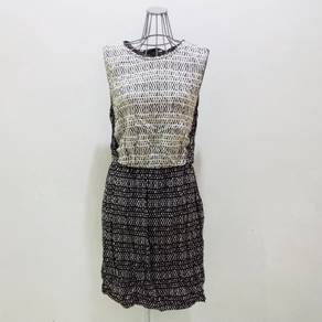 Zara Basic Abstract Print Black Cream Tank Pocket