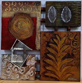Four‑Panel Abstract Nature Motifs