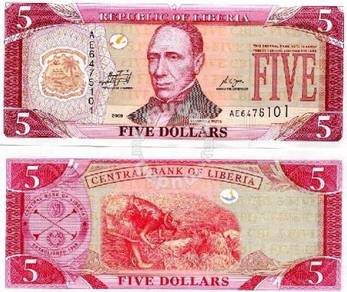 LIBERIA 5 DOLLARS 2003 P 26 a UNC
