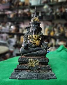 Ganesha Statue - Antique Thai Style Bronze Seated