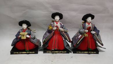 Set of 3 Japanese HINA Doll / SANNINKANJYO w/ Tool
