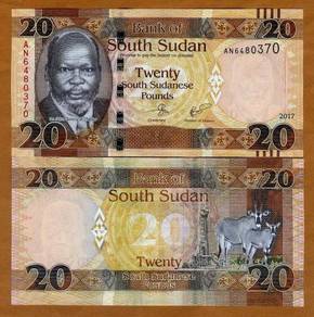 South sudan 20 pounds 2016 / 2017 p new unc
