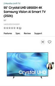 55" Crystal UHD U8500H 4K Samsung Vision Al Smart 