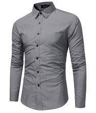 J0514 Grey Kemeja Kelabu Long Sleeve Shirt Formal