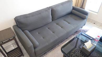 Dark Grey 3-Seater Sofa with FREE 2 Side Tables
