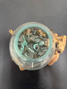 Glass Bowl with Wooden Base