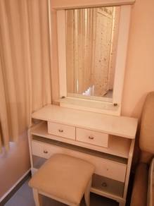 White Dressing Table with Mirror and Stool