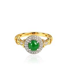 750 YELLOW GOLD DIAMOND & JADE Ring (EC001125YGR)